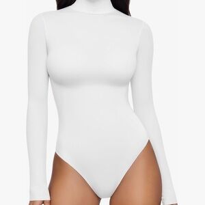 Essential‎ Long Sleeve Mock Neck Bodysuit - White